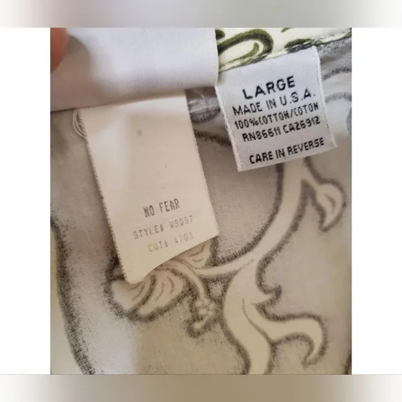 Vintage Button Down Shirt Mens Large White Hawaiian No Fear Made In USA Rare - Picture 2 of 7